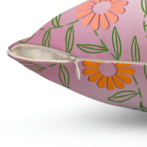 Polyester Square Pillow Colorful Flowers Vibrant Decor - Dipaliz - Throw Pillows