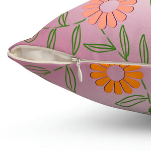 Polyester Square Pillow Colorful Flowers Vibrant Decor - Dipaliz - Throw Pillows