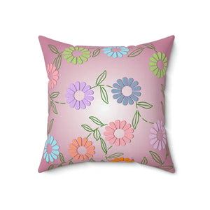 Polyester Square Pillow Colorful Flowers Vibrant Decor - Dipaliz - Throw Pillows