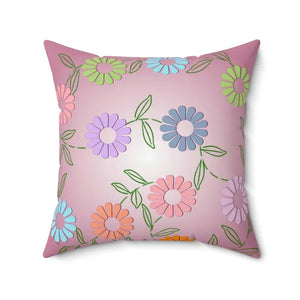 Polyester Square Pillow Colorful Flowers Vibrant Decor - Dipaliz - Throw Pillows