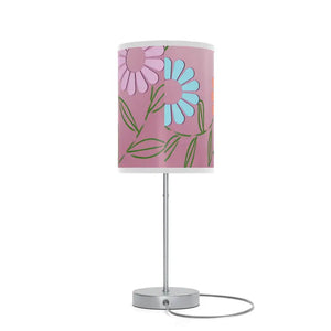 Steel Lamp on a Stand with Colorful Flowers Design - Dipaliz - White / Silver / one Size - Lamps