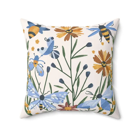 Brighten Up with Spun Polyester Square Spring Flowers Pillow - 20’’ × Home Decor