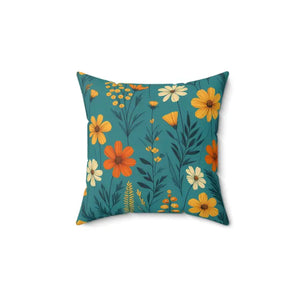 Polyester Wildflower Pillow - Concealed Zipper Design - Dipaliz - 14’’ × - Throw Pillows