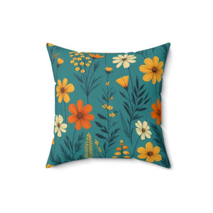 Polyester Wildflower Pillow - Concealed Zipper Design - Dipaliz - 16’’ × - Throw Pillows