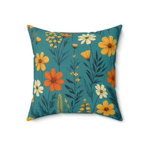 Polyester Wildflower Pillow - Concealed Zipper Design - Dipaliz - 18’’ × - Throw Pillows