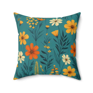 Polyester Wildflower Pillow - Concealed Zipper Design - Dipaliz - 20’’ × - Throw Pillows
