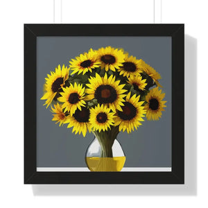 Framed Vertical Poster - Golden Sunflowers Burst of Joy - Dipaliz - 16″ x / Black - Posters Prints & Visual Artwork