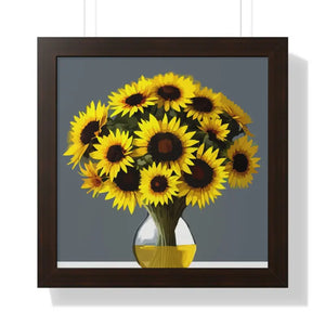 Framed Vertical Poster - Golden Sunflowers Burst of Joy - Dipaliz - 16″ x / Walnut - Posters Prints & Visual Artwork