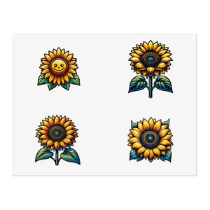 Large Sunflowers Sticker Sheets - Bold Vibrant Decals - Dipaliz - 11’’ × 8.5’’ / White / Die-cut - Decorative Stickers