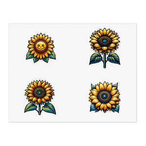 Large Sunflowers Sticker Sheets - Bold Vibrant Decals - Dipaliz - 11’’ × 8.5’’ / Transparent / Die-cut - Decorative