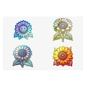 Large Sunflowers Sticker Sheets - Bold Vibrant Decals - Dipaliz - 6’’ × 4’’ / Holographic / Die-cut - Decorative