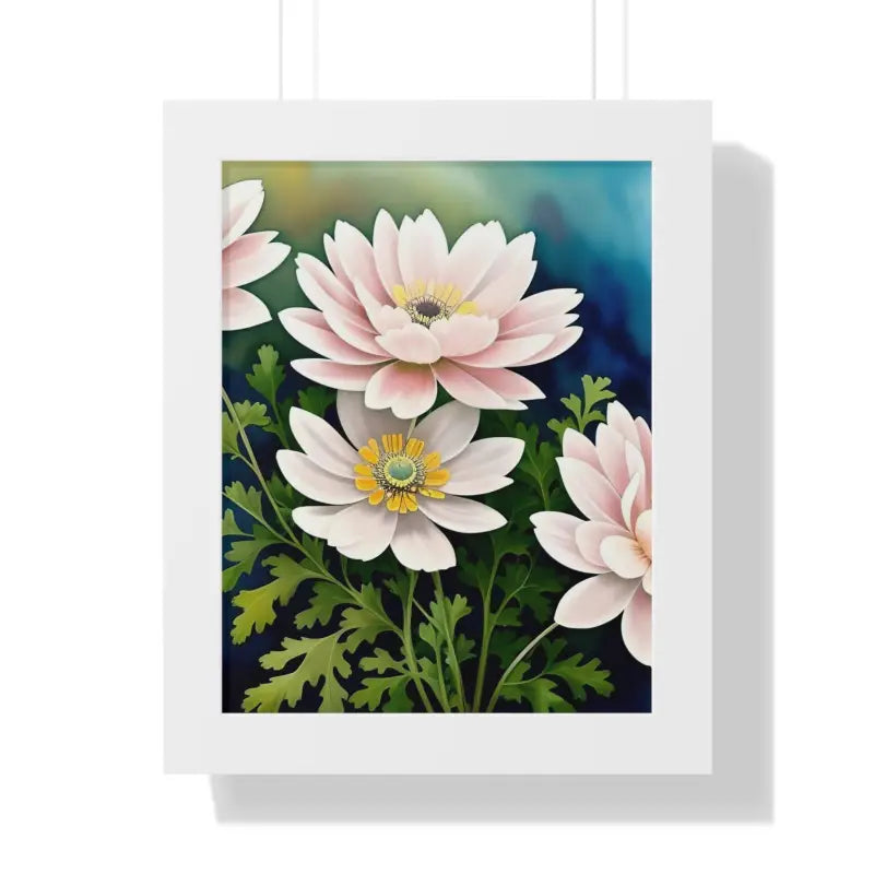 Elevate your Space with White Flowers Framed Vertical Poster - 11’’ x 14’’