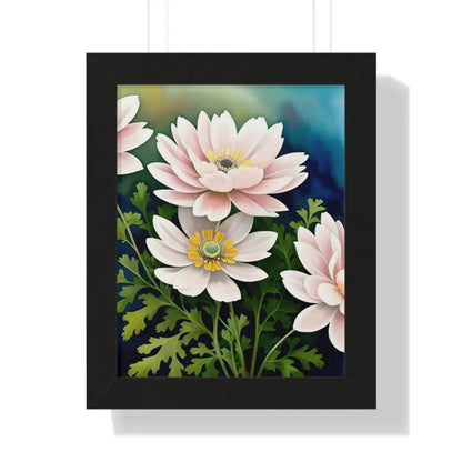 Elevate your Space with White Flowers Framed Vertical Poster - 11’’ x 14’’ / Black