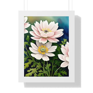 Framed Vertical Poster White Flowers Nature Art - Dipaliz - 12″ x 16″ / Posters Prints & Visual Artwork