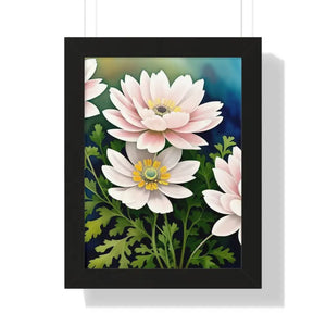 Framed Vertical Poster White Flowers Nature Art - Dipaliz - 12″ x 16″ / Black - Posters Prints & Visual Artwork