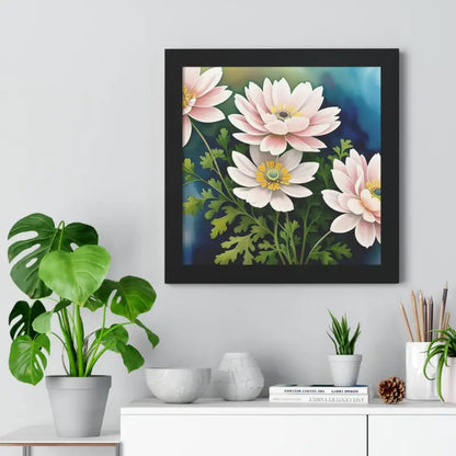 Elevate your Space with White Flowers Framed Vertical Poster