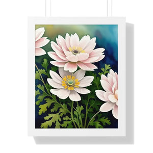 Framed Vertical Poster White Flowers Nature Art - Dipaliz - 16″ x 20″ / Posters Prints & Visual Artwork