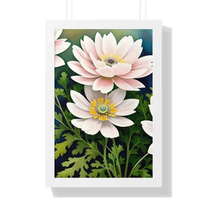 Framed Vertical Poster White Flowers Nature Art - Dipaliz - 16″ x 24″ / Posters Prints & Visual Artwork