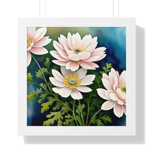 Framed Vertical Poster White Flowers Nature Art - Dipaliz - 16″ x / Posters Prints & Visual Artwork
