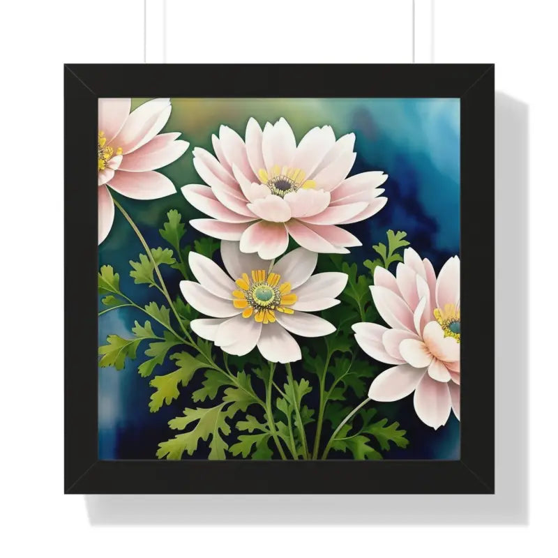 Elevate your Space with White Flowers Framed Vertical Poster - 16″ x / Black