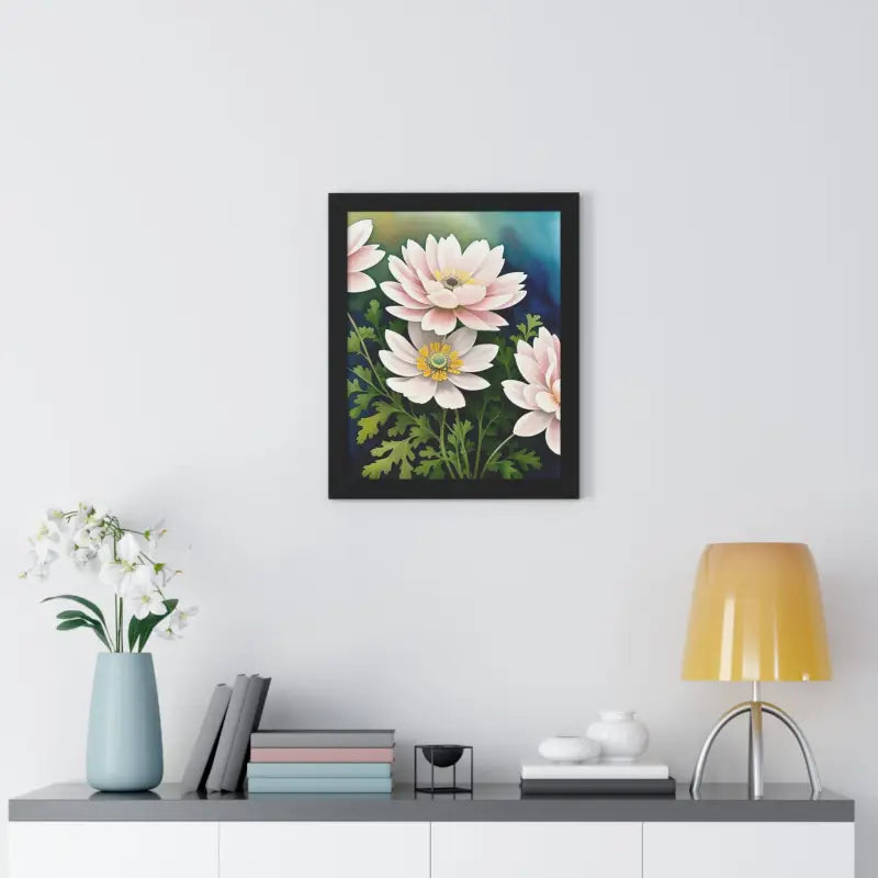 Elevate your Space with White Flowers Framed Vertical Poster