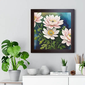 Framed Vertical Poster White Flowers Nature Art - Dipaliz - Posters Prints & Visual Artwork