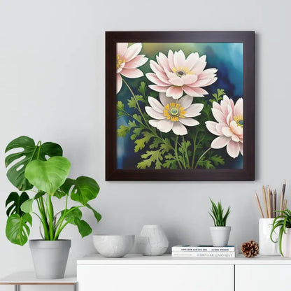 Elevate your Space with White Flowers Framed Vertical Poster