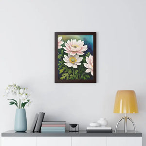 Framed Vertical Poster White Flowers Nature Art - Dipaliz - Posters Prints & Visual Artwork