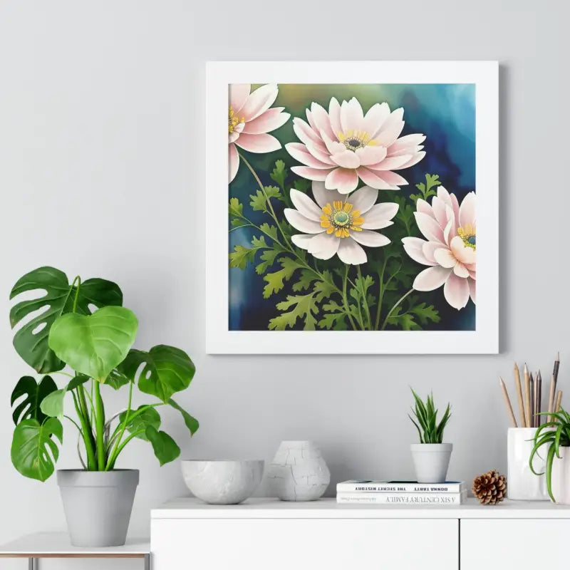 Elevate your Space with White Flowers Framed Vertical Poster