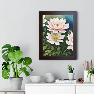 Framed Vertical Poster White Flowers Nature Art - Dipaliz - Posters Prints & Visual Artwork