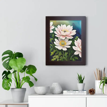 Elevate your Space with White Flowers Framed Vertical Poster