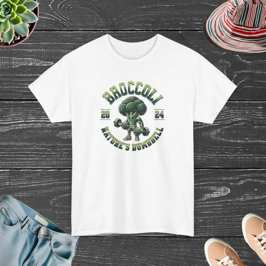 Nature’s Dumbbell Unisex Heavy Cotton Broccoli T-shirt - White / s T-shirt