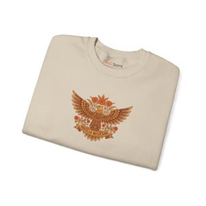 Brown Heraldic Eagle Crewneck Sweatshirt, Vintage Crest Graphic - Sweatshirts