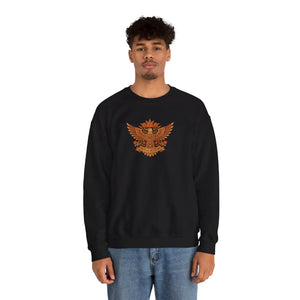 Brown Heraldic Eagle Crewneck Sweatshirt, Vintage Crest Graphic - Sweatshirts