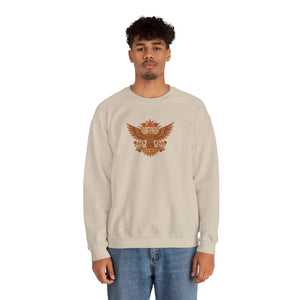 Brown Heraldic Eagle Crewneck Sweatshirt, Vintage Crest Graphic - Sweatshirts