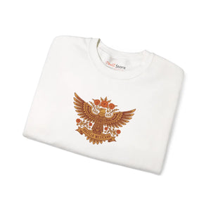 Brown Heraldic Eagle Crewneck Sweatshirt, Vintage Crest Graphic - Sweatshirts