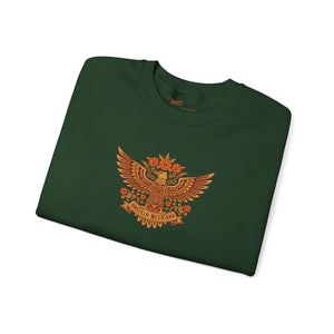 Brown Heraldic Eagle Crewneck Sweatshirt, Vintage Crest Graphic - Sweatshirts