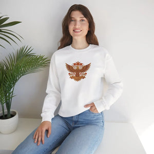 Brown Heraldic Eagle Crewneck Sweatshirt, Vintage Crest Graphic - Sweatshirts