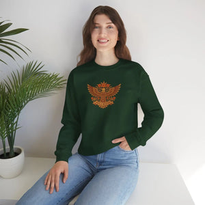 Brown Heraldic Eagle Crewneck Sweatshirt, Vintage Crest Graphic - Sweatshirts