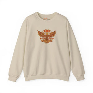 Brown Heraldic Eagle Crewneck Sweatshirt, Vintage Crest Graphic - Sweatshirts
