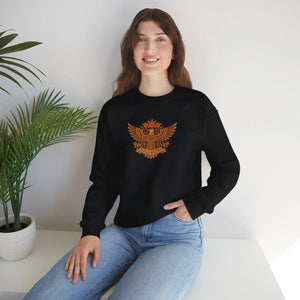 Brown Heraldic Eagle Crewneck Sweatshirt, Vintage Crest Graphic - Sweatshirts