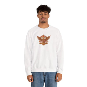 Brown Heraldic Eagle Crewneck Sweatshirt, Vintage Crest Graphic - Sweatshirts