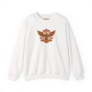 Brown Heraldic Eagle Crewneck Sweatshirt, Vintage Crest Graphic - Sweatshirts
