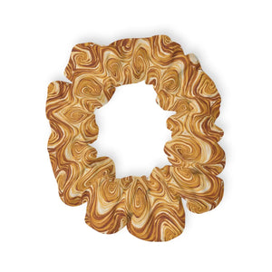 Brown Marble Swirl Scrunchie, Retro 70s Hair Accessory - Accessories
