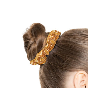 Brown Marble Swirl Scrunchie, Retro 70s Hair Accessory - Accessories