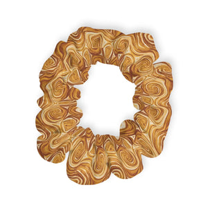 Brown Marble Swirl Scrunchie, Retro 70s Hair Accessory - Accessories
