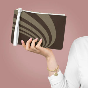 Brown Striped Clutch - Saffiano Vegan Leather - Dipaliz - Bags