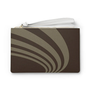 Brown Striped Clutch - Saffiano Vegan Leather - Dipaliz - Bags