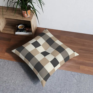 Buffalo Check Tufted Floor Pillow - Beige Gray Square - Dipaliz - 26’’ × - Throw Pillows