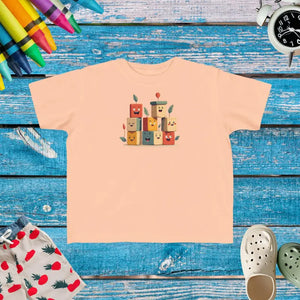 Building Blocks Tee - Vibrant Playful Cartoon Cotton Top - Dipaliz - Peachy / 2t - T-shirts